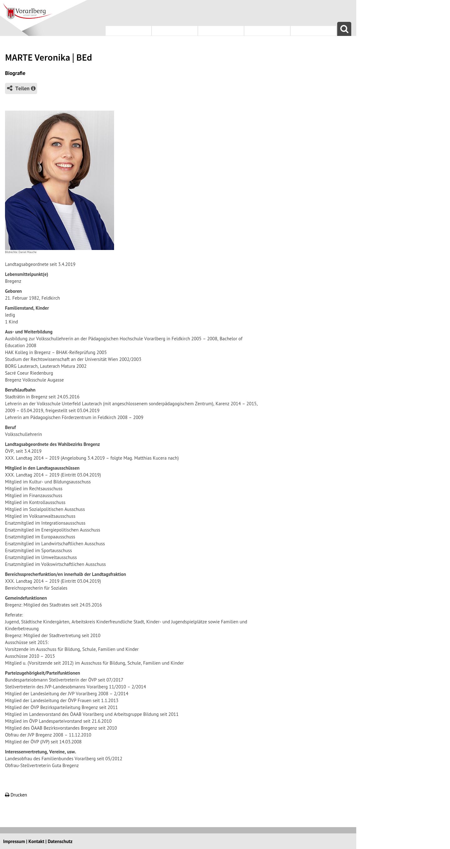 Veronika Marte zum Vorarlberger Landtag Meine